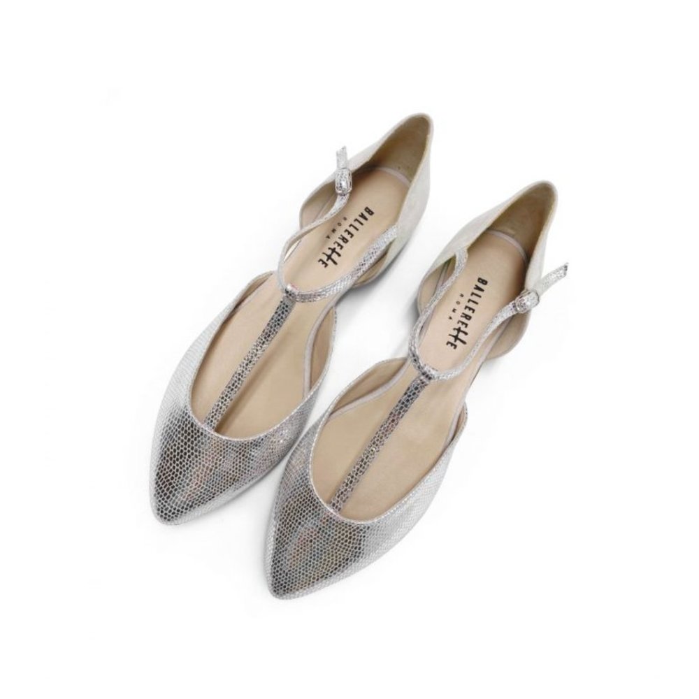 Ballerette Silver Ballet Flats sz 40 NIB